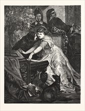 SCENE OF THE OPERA IL BARBIERE DI SIVIGLIA by Gioachino Rossini ENGRAVING 1876