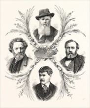 THE ROYAL ACADEMY: RECENTLY-ELECTED ASSOCIATES, ENGRAVING 1876, UK, britain, british, europe,