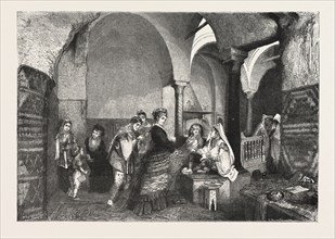 DOMESTIC LIFE IN THE EAST VISIT OF EUROPEAN LADIES TO A HAREM AT TUNIS Tunisia ENGRAVING 1876