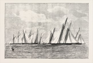 THE ROYAL THAMES YACHT CLUB CHANNEL MATCH, ENGRAVING 1876, UK, britain, british, europe, united