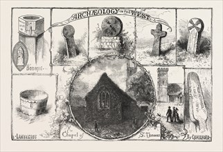 VISIT OF THE ARCHEOLOGICAL ASSOCIATION TO CORNWALL, ENGRAVING 1876, UK, britain, british, europe,