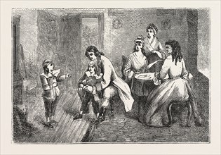 SCENE FROM  THE VICAR OF WAKEFIELD, ENGRAVING 1876, UK, britain, british, europe, united kingdom,