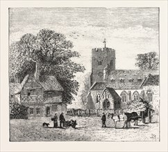 THE NORTH OF LONDON, CHURCH END, FINCHLEY, ENGRAVING 1876, UK, britain, british, europe, united