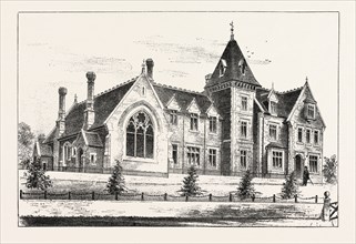 NEW ENDOWED GRAMMAR SCHOOL, ODIHAM, HANTS, ENGRAVING 1876, UK, britain, british, europe, united
