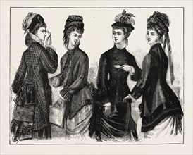 THE FASHIONS: LADIES CLOAKS FOR AUTUMN, ENGRAVING 1876, UK, britain, british, europe, united
