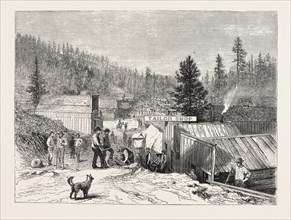 DEADWOOD CITY, BLACK HILLS, THE SIOUX WAR, , ENGRAVING 1876, US, USA, America, United States