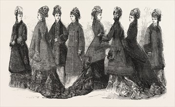 FASHION, LADIES COSTUMES FOR AUTUMN AND WINTER, ENGRAVING 1876, UK, britain, british, europe,