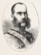 HIS MAJESTY FRANCIS JOSEPH OR FRANZ JOSEPH, 1830 - 1916, EMPEROR OF AUSTRIA, ENGRAVING 1876