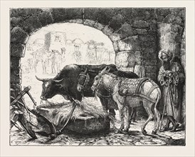 A STABLE AT BETHLEHEM, ENGRAVING 1876