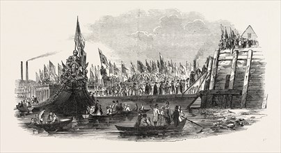 LORD MAYOR'S SHOW, THE LANDING AT WESTMINSTER, LONDON, UK, 1846