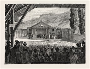 THE THEATRE OF OBERAMMERGAU PASSION PLAY, BAVARIA, BAYERN, GERMANY, 1870