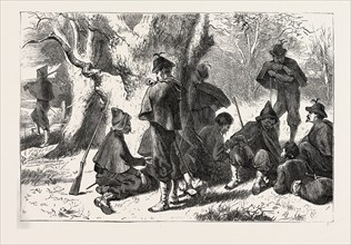FRANCO-PRUSSIAN WAR: ADVANCED POST OF FRANCS-TIREURS IN THE FOREST OF ORLEANS, 1870