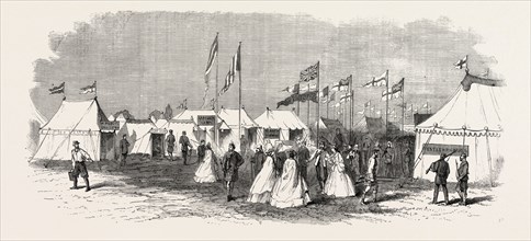 THE VOLUNTEER CAMP WIMBLEDON: WINDMILL STREET, UK, 1865