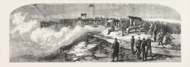 THE VOLUNTEER ARTILLERY AT SHOEBURYNESS: FIRING FOR THE PRINCE OF WALES'S PRIZE, UK, 1865