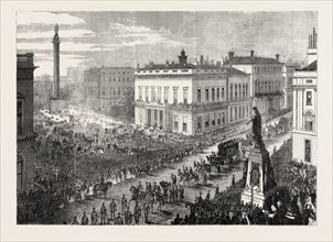 THE FUNERAL OF LORD PALMERSTON: THE PROCESSION PASSING ALONG PALL MALL, LONDON, UK, 1865