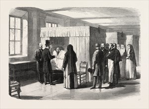 VISIT OF THE EMPEROR OF THE FRENCH TO THE CHOLERA WARDS OF THE HOTEL DIEU, FRANCE, 1865