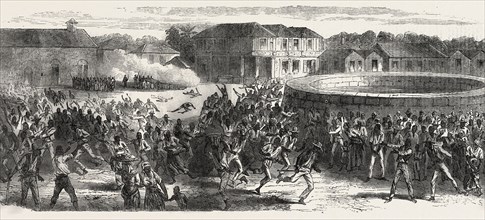 THE RIOTS IN JAMAICA: DISPERSING A MOB, 1865