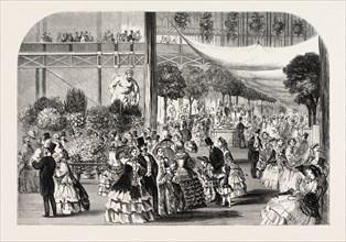 FLOWER SHOW AT THE CRYSTAL PALACE, LONDON, UK, 1857