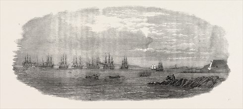 DEPARTURE OF THE OCEAN FRENCH FLEET FROM BREST, FRANCE, 1854; HERCULE, 100, TOWED BY CAFFARELLI,
