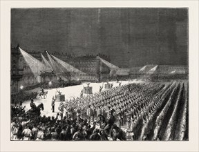 THE EMPEROR OF GERMANY AT ST. PETERSBURG, RUSSIA: MILITARY CONCERT BY ELECTRIC LIGHT BEFORE THE