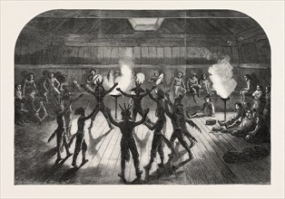 INDIAN DANCE AT UNALACHLEET, NORTON SOUND, ALASKA, 1868