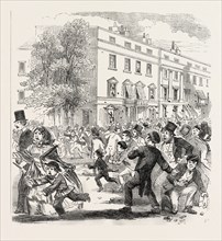 THE SUNDAY RIOTS AT BELGRAVIA, (DRAWN BY M'CONNELL), LONDON, UK, 1855