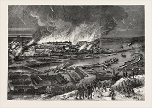 THE CRIMEAN WAR: CONFLAGRATION OF SEBASTOPOL, ON THE MORNING OF SEPTEMBER 9, 1855, FROM THE HEIGHT