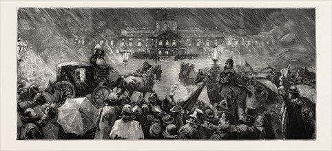 ARRIVAL OF THE EMPEROR FREDERICK AT CHARLOTTENBURG, GERMANY,  FROM SAN REMO, 1888 engraving