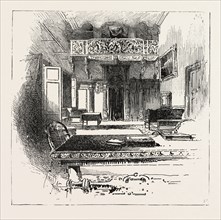 THE HALL, VILLA PALMIERI, THE QUEEN AT FLORENCE, ITALY, 1888 engraving