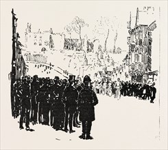 WITH THE CYCLIST CORPS AT THE EASTER VOLUNTEER MANOEUVRES, 1888 engraving