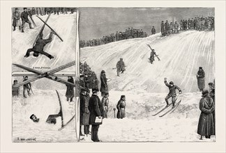 WINTER RECREATIONS IN FINLAND, 1888 engraving