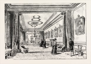 DUBLIN CASTLE IRELAND, THE PICTURE GALLERY, 1888 engraving