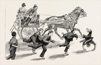 AN OUTSIDE CAR, 1888 engraving