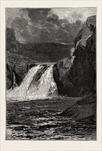 THE MILL RACE FALL AT SHOSHONE, America, United States, US, USA, 1888 engraving