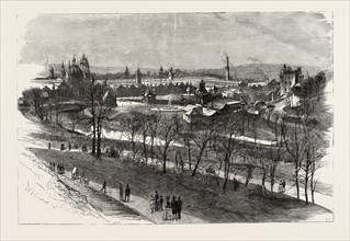 VIEW OF THE EXHIBITION BUILDINGS AND KELVIN GROVE, THE GLASGOW INTERNATIONAL EXHIBITION, UK,