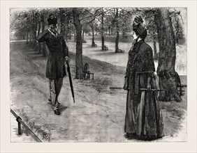 DRAWN BY W. SMALL, IN THE PARK, Engraving 1890