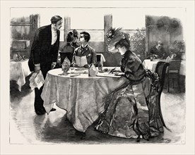DRAWN BY W. SMALL, WRITING A LETTER, Engraving 1890