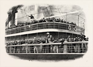 GOOD-BYE! THE SHIP LEAVING FOR AUSTRALIA, engraving 1890