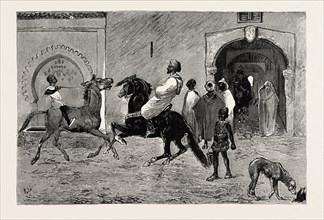 A SCENE IN TANGIER BY THE LATE MR. WAKE, MOROCCO, engraving 1890