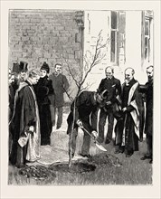 BOURNEMOUTH, THE PRINCE PLANTING A TREE, AT THE VICTORIA HOSPITAL IN COMMEMORATION OF HIS VISIT,
