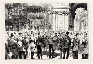 THE FUNERAL OF LORD NAPIER OF MAGDALA, THE CEREMONY IN ST. PAUL'S CATHEDRAL, LONDON, engraving