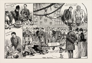 CHILDREN'S NEW YEAR'S PARTY GIVEN AT THE ROYAL MILITARY ACADEMY, WOOLWICH, engraving 1890, UK, U.K
