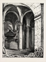 LORD NAPIER'S GRAVE IN THE CRYPT OF ST. PAUL'S, LONDON, engraving 1890, UK, U.K., Britain, British,