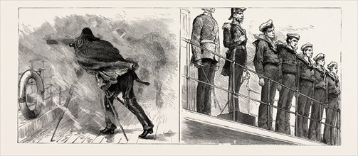 SKETCHING AND PHOTOGRAPHING ON BOARD SHIP, engraving 1890