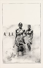 SWAZILAND, HIS LAST WALK, THE LORD HIGH EXECUTIONER AND A VICTIM, engraving 1890