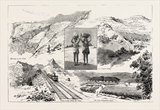 SCENES ON THE RAILWAY FROM BOMBAY TO KHANDALLA, BHOR GHATS, INDIA, engraving 1890