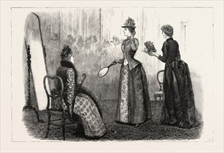 AT THE MILLINER'S, engraving 1890
