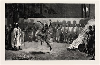 THE DEVIL'S DANCE, THE WEST COAST OF AFRICA, engraving 1890