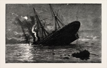 THE LOSS OF THE SS. QUETTA  OFF THURSDAY ISLAND, NORTHERN AUSTRALIA, engraving 1890