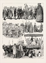 FESTIVITIES AT ST. MARY CRAY, KENT, engraving 1890, UK, U.K., Britain, British, Europe, United